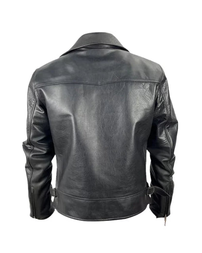 Moon Walker Fashions Men Black Leather Harrington Jacket