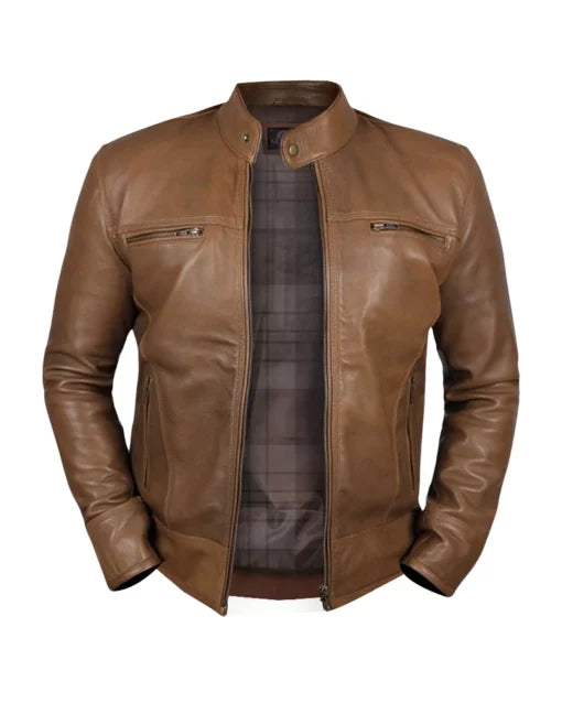 Moon Walker Fashions Men Camel Dodge Biker Jacket