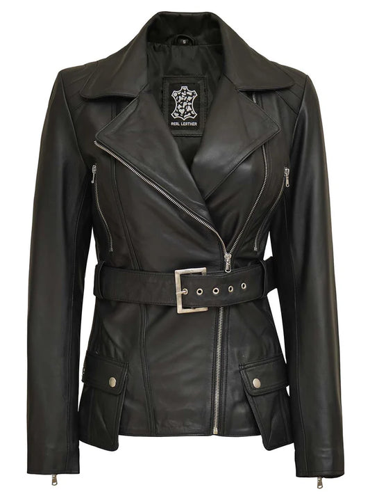 Moon Walker Fashions  Women Leather Biker Jacket