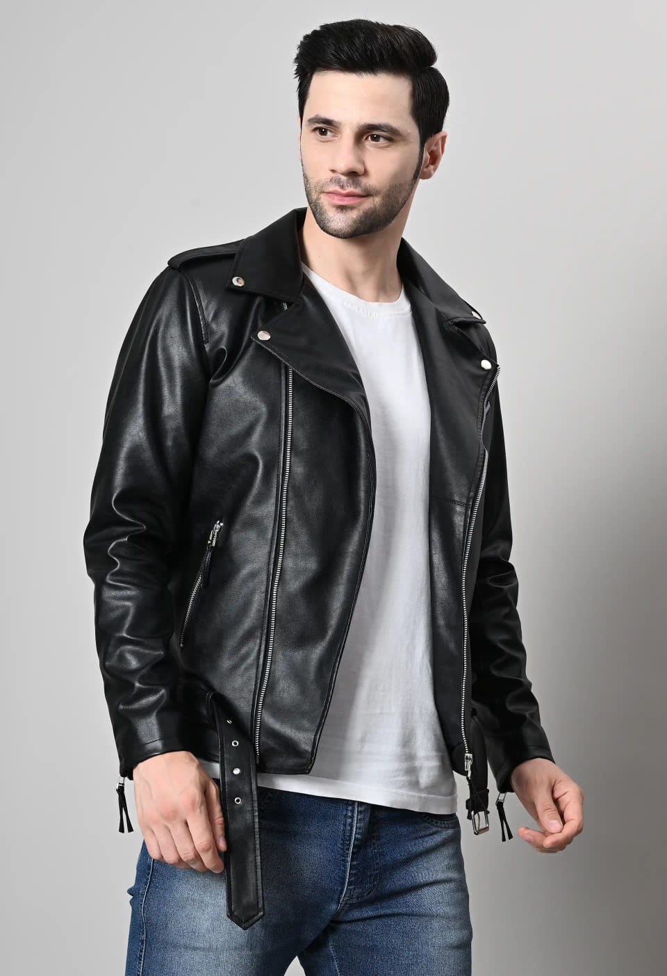 Moon Walker Fashions Water Resistant Leather Black Biker Jacket