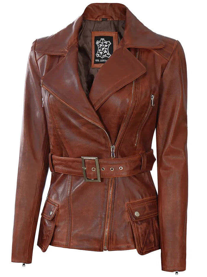 Moon Walker Fashions  Women Leather Biker Jacket