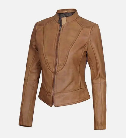 Moon Walker Fashions Ricki in Gigli Brown Leather Jacket