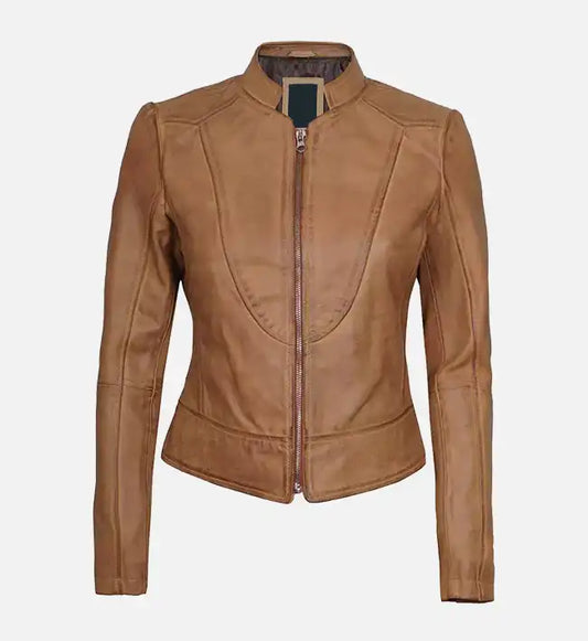 Moon Walker Fashions Ricki in Gigli Brown Leather Jacket