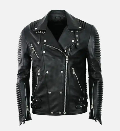 Moon Walker Fashions Burberry Quilted Black Leather Biker Jacket