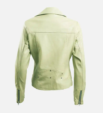 Moon Walker Fashions Women’s White Leather Biker Jacket